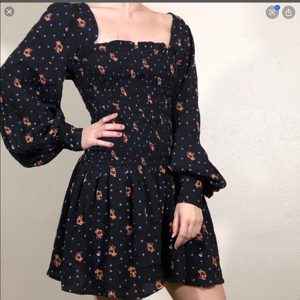 Free People NWT Two Faces Black mini dress